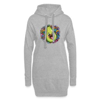 Vergnügte Avocado grün und bunte kunstvolle Wellen - Hoodie-Kleid - Grau meliert - Vorne