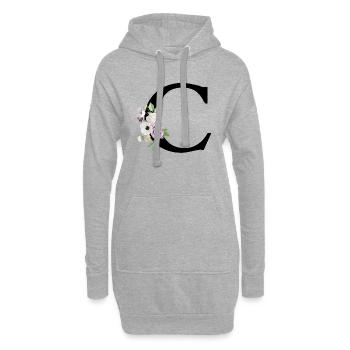 Lila Blumenbuchstabe c - Hoodie-Kleid - Grau meliert - Vorne