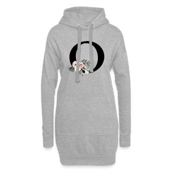 Tropischer Blumenbuchstabe O - Hoodie-Kleid - Grau meliert - Vorne