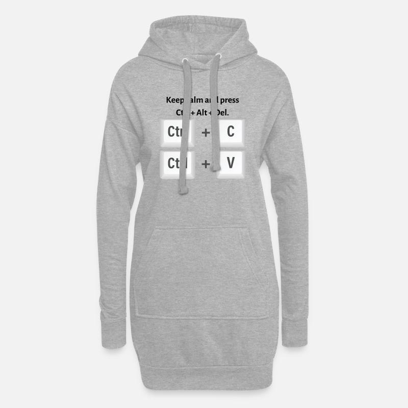 Keep calm and press Ctrl Alt Del - Hoodie-Kleid - Grau meliert