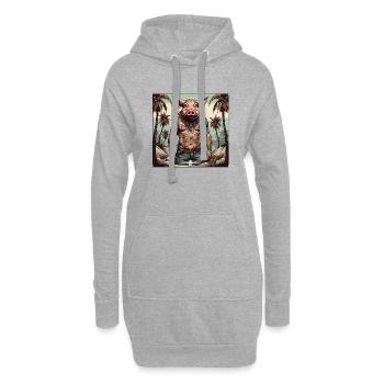 Tattoo / Tier / Kunst / cool / Comic / Schwein - Hoodie-Kleid - Grau meliert - Vorne