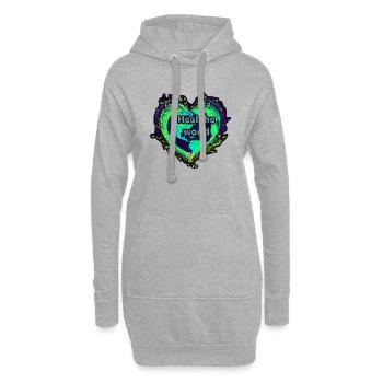 Heile die Welt, Erdkugel in Herzform, Neonlicht - Hoodie-Kleid - Grau meliert - Vorne