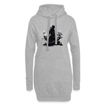 Paysage de Guerrier Samouraï Japon - Sweat-shirt à capuche long Femme - gris chiné - Devant