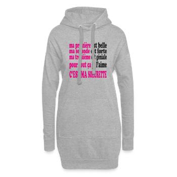 Ma SOEURETTE est belle - Sweat-shirt à capuche long Femme - gris chiné - Devant