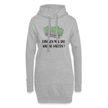 Einfach mal die Kresse halten - Hoodie-Kleid - Grau meliert - Vorne