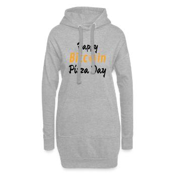 Happy Bitcoin Pizza Day - Hoodie-Kleid - Grau meliert - Vorne