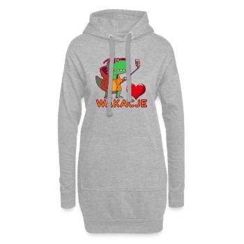 Dinosaurier im Urlaub - Hoodie-Kleid - Grau meliert - Vorne