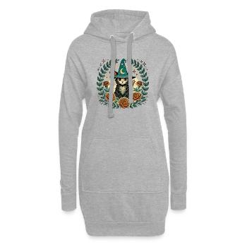 Chat sorcier Kitty - Sweat-shirt à capuche long Femme - gris chiné - Devant