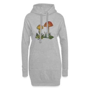 Pilze - Hoodie-Kleid - Grau meliert - Vorne
