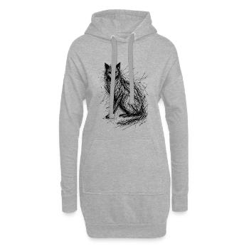 Katze Skizze Abstrakt - Hoodie-Kleid - Grau meliert - Vorne