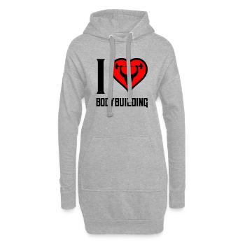 i love bodybuilding - Hoodie-Kleid - Grau meliert - Vorne