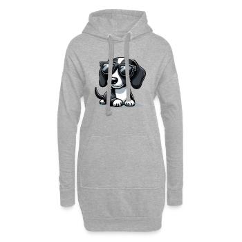 Süßer Hund mit Sonnenbrille - Hoodie-Kleid - Grau meliert - Vorne