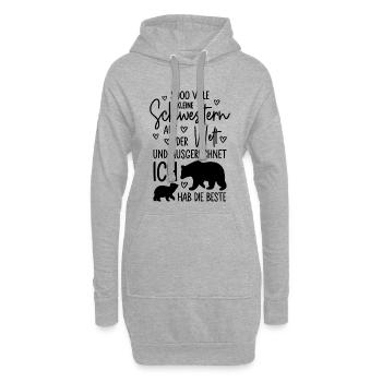 Mädchen Schwestern Bären Beste kleine Schwester - Hoodie-Kleid - Grau meliert - Vorne