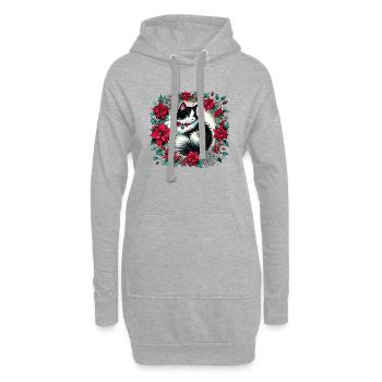 Smoking de Noël Chat - Sweat-shirt à capuche long Femme - gris chiné - Devant