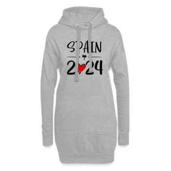 Espagne coeur 2024 - Sweat-shirt à capuche long Femme - gris chiné - Devant
