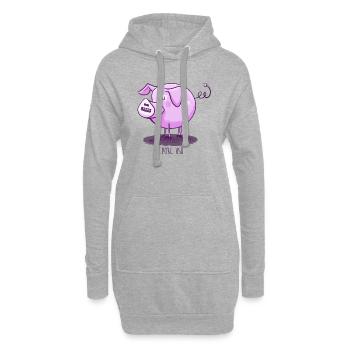Porc USB - Sweat-shirt à capuche long Femme - gris chiné - Devant