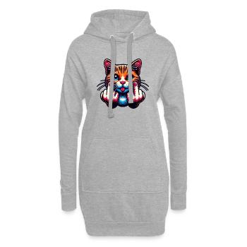Drôle de chat maléfique - Sweat-shirt à capuche long Femme - gris chiné - Devant