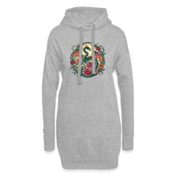 Drache - Hoodie-Kleid - Grau meliert - Vorne