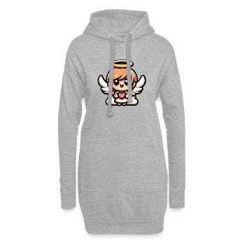 Niedlicher Cartoon-Engel - Hoodie-Kleid - Grau meliert - Vorne
