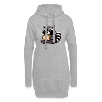 Waschbär isst Taco - Hoodie-Kleid - Grau meliert - Vorne