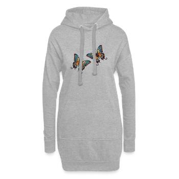Papillons - Sweat-shirt à capuche long Femme - gris chiné - Devant