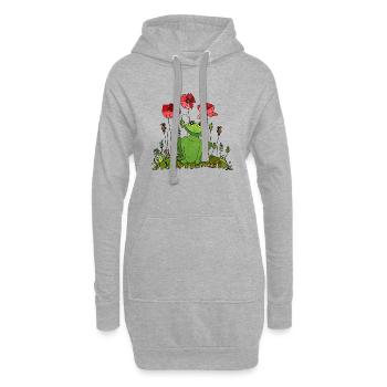 Grenouille - Sweat-shirt à capuche long Femme - gris chiné - Devant