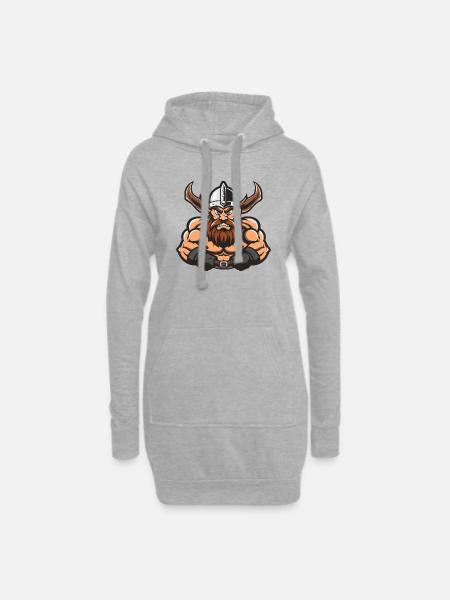 Wikinger Comic - Hoodie-Kleid - Grau meliert