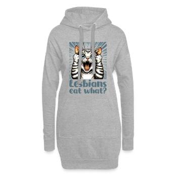 Lesben essen was? Katzen Katze Geschenk - Hoodie-Kleid - Grau meliert - Vorne