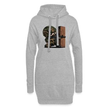 kleiner süsser soldat in Deckung - Hoodie-Kleid - Grau meliert - Vorne