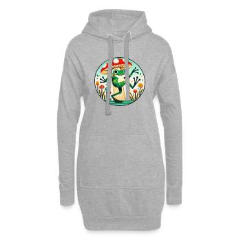 Fröhlicher Frosch - Hoodie-Kleid - Grau meliert - Vorne