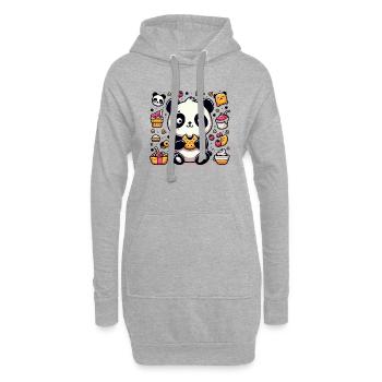 Panda mignon avec des collations - Sweat-shirt à capuche long Femme - gris chiné - Devant