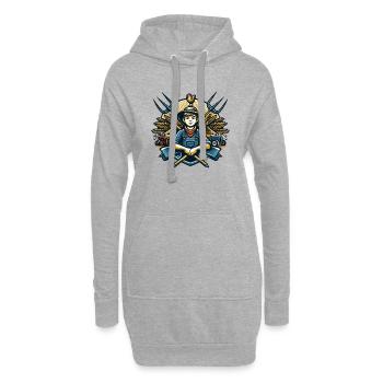 Logo du garçon du village - Sweat-shirt à capuche long Femme - gris chiné - Devant