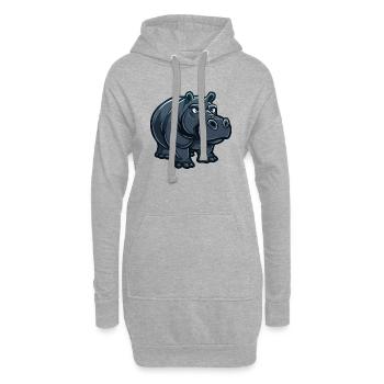 Bande dessinée hippopotame - Sweat-shirt à capuche long Femme - gris chiné - Devant