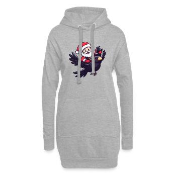 corbeau corbeau père noël dessin animé - Sweat-shirt à capuche long Femme - gris chiné - Devant