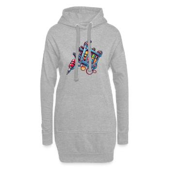 tattoo maschine - Hoodie-Kleid - Grau meliert - Vorne