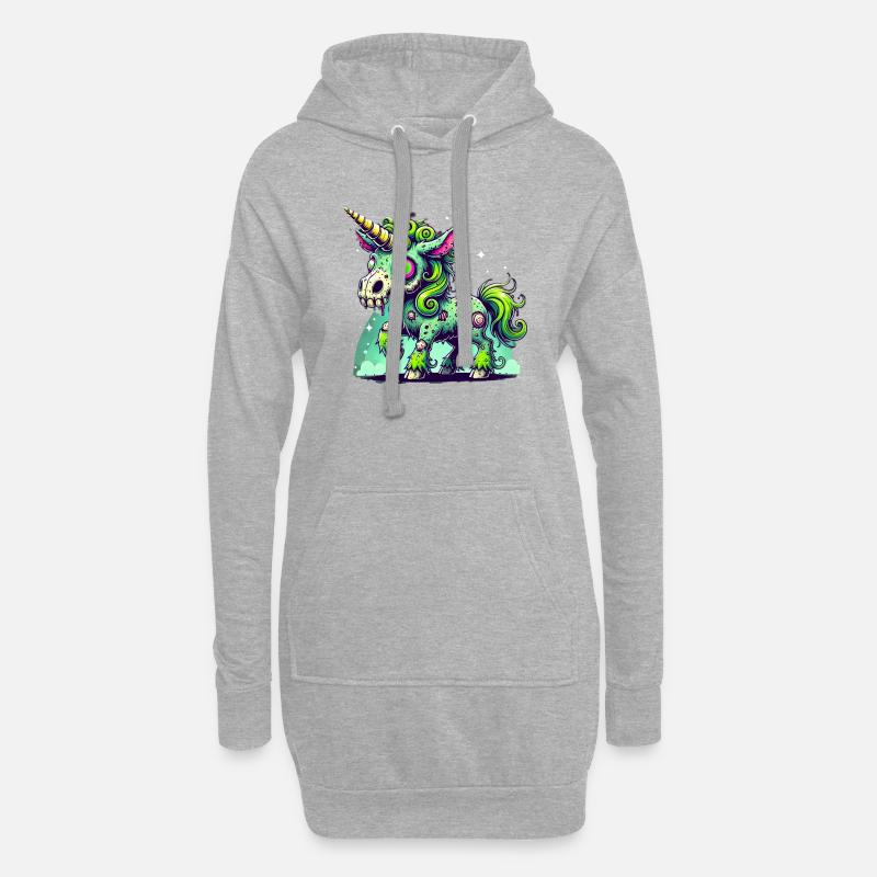Zombie Einhorn, Zombiecorn, Einhorn, Horror - Hoodie-Kleid - Grau meliert