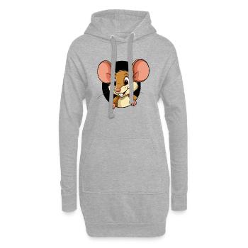 La souris sort du trou - Sweat-shirt à capuche long Femme - gris chiné - Devant