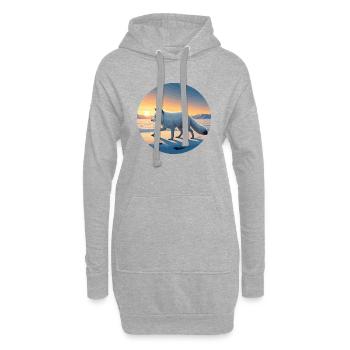 Renard arctique au lever du soleil - Sweat-shirt à capuche long Femme - gris chiné - Devant