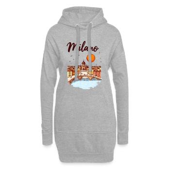 Milan Skyline – la métropole italienne de la mode et du design - Sweat-shirt à capuche long Femme - gris chiné - Devant