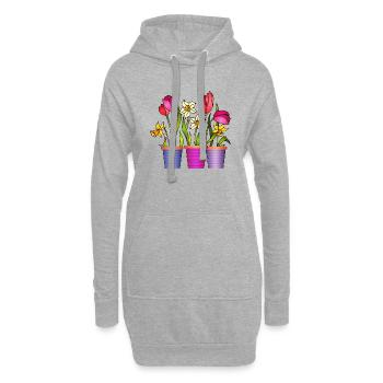Blumen - Hoodie-Kleid - Grau meliert - Vorne