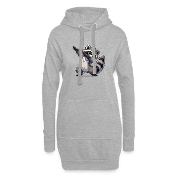 Waschbär Dabbing - Hoodie-Kleid - Grau meliert - Vorne