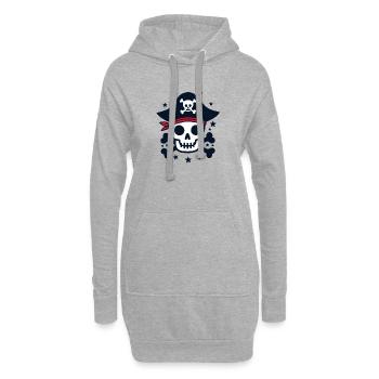 Piraten-Totenkopf mit gekreuzten Knochen - Hoodie-Kleid - Grau meliert - Vorne