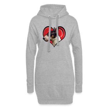 Miniatur Bullterrier Kopf im Herz Comicstyle - Hoodie-Kleid - Grau meliert - Vorne