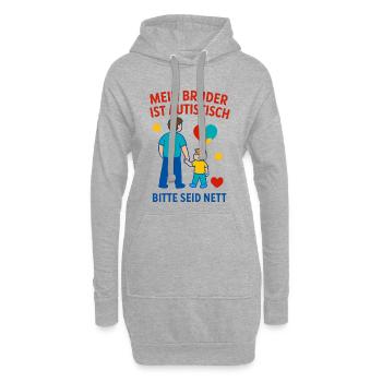 Mein Bruder ist autistisch - Autismus Geschenk - Hoodie-Kleid - Grau meliert - Vorne
