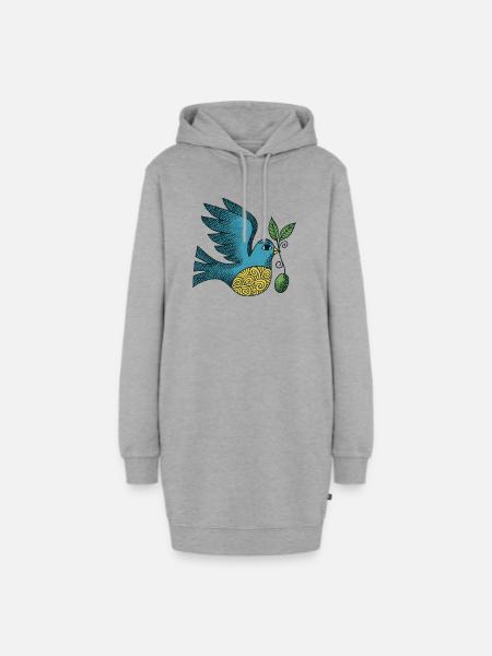 Retro Friedenstaube - Hoodie-Kleid - Grau meliert