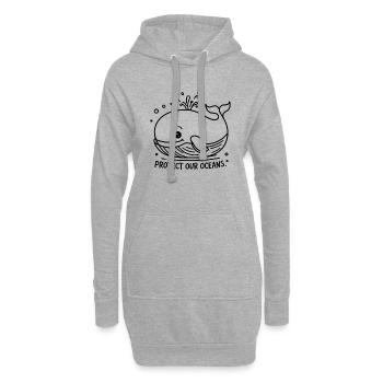 Protect Our Oceans – Süßer Wal im Meer - Hoodie-Kleid - Grau meliert - Vorne