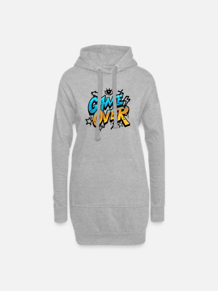Game Over - Hoodie-Kleid - Grau meliert