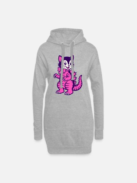 Monster Cat - Hoodie-Kleid - Grau meliert