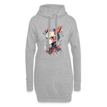 Anime Manga Fille - Cyborg Kitsune-XR7 - Sweat-shirt à capuche long Femme - gris chiné - Devant