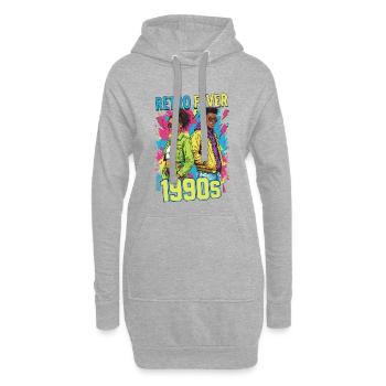 90s 90er Jahre Musik Bunt Party Karneval Kostüm - Hoodie-Kleid - Grau meliert - Vorne
